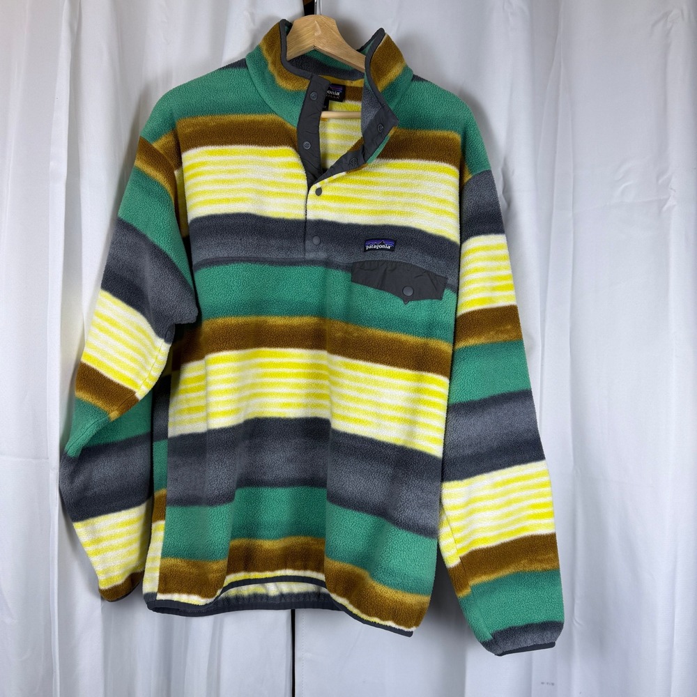 Patagonia Mens Large Synchilla Snap-T Fleece Pullover Sweater Jacket Painted - Picture 2 of 9